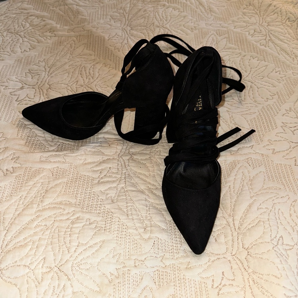 Size 8 Black Lace-up Heels